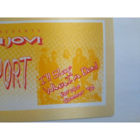 Bon Jovi Backstage Concert Pass Original 1993 Hard Rock Music Europe Summer Tour - Picture 3 of 3